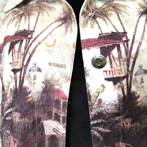 Impulse California Button-Down Shirt: Vintage World Map Print Blouse, Size XL - Picture 9 of 10